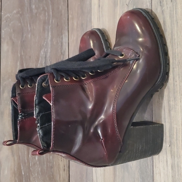 Steve Madden Womens Burgundy Andie Lace Up Y2K Chunky boots shoes sz 8 - Picture 2 of 12